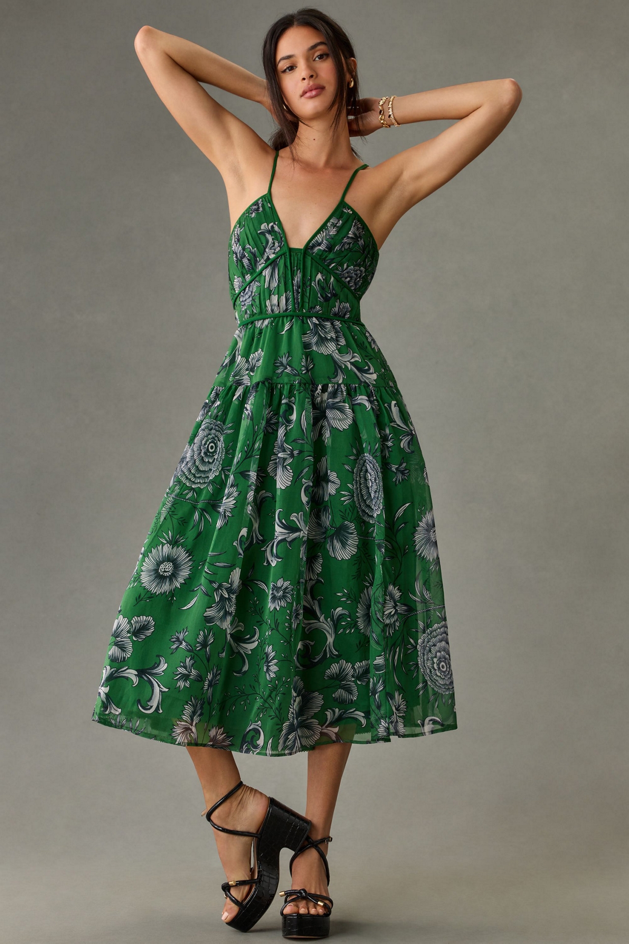 V-Neck Halter Printed Dress