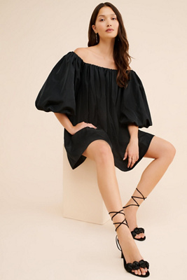 mare mare off-the-shoulder puff-sleeve shine mini dress heynasreen x Mare Mare Off-The-Shoulder Puff-Sleeve Shine Mini Dress