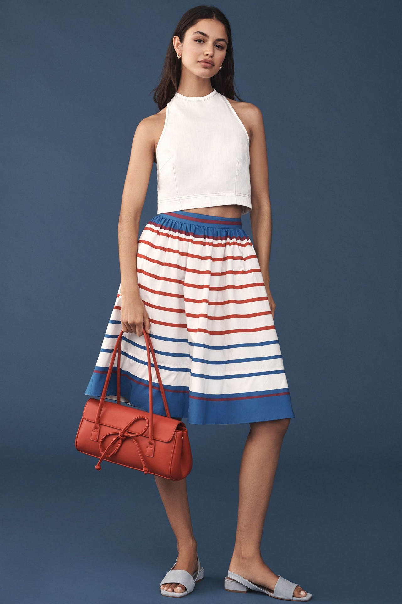Maeve The Jacie Poplin Printed Knee-Length Skirt