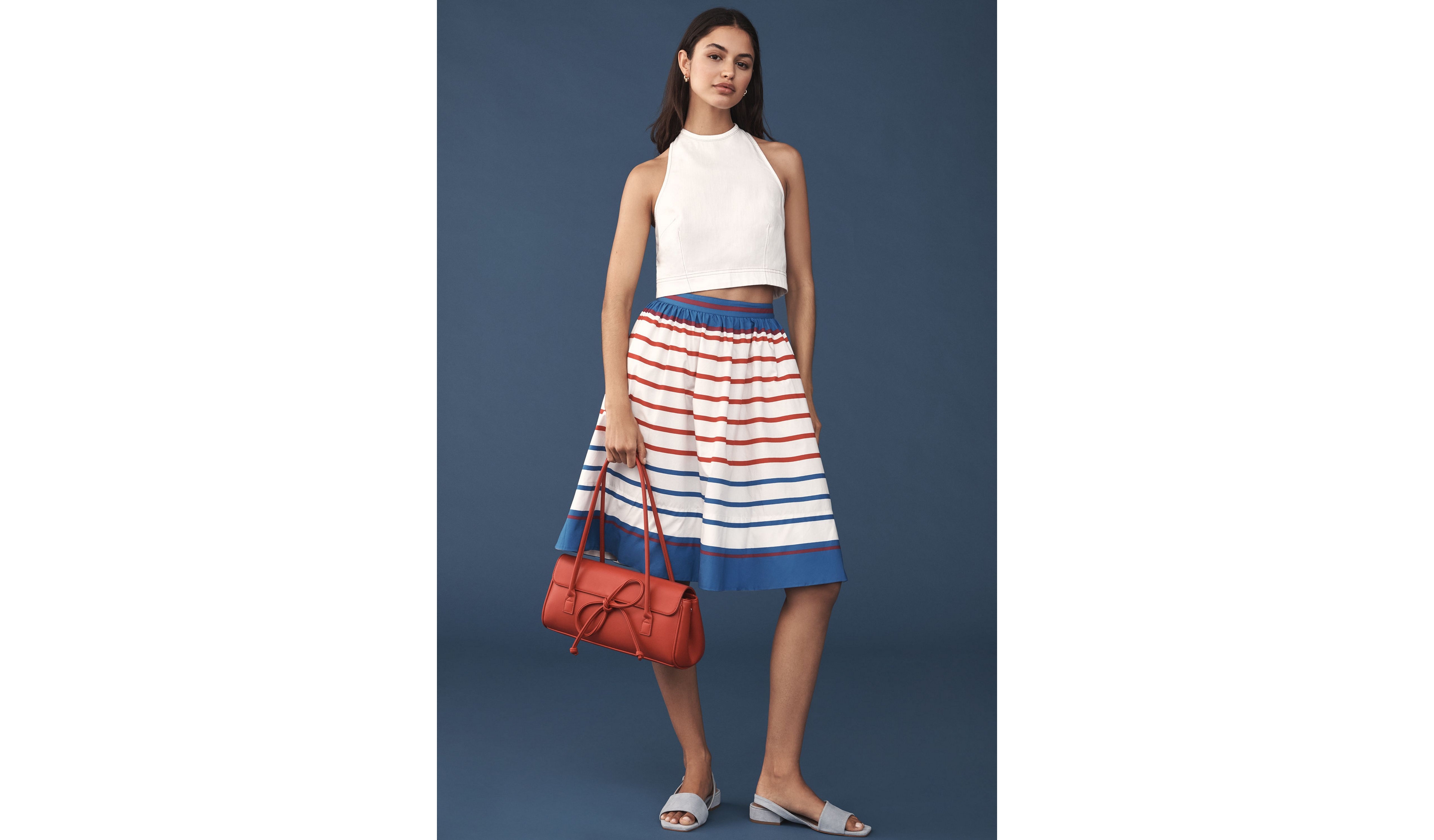 Maeve The Jacie Poplin Printed Knee-Length Skirt