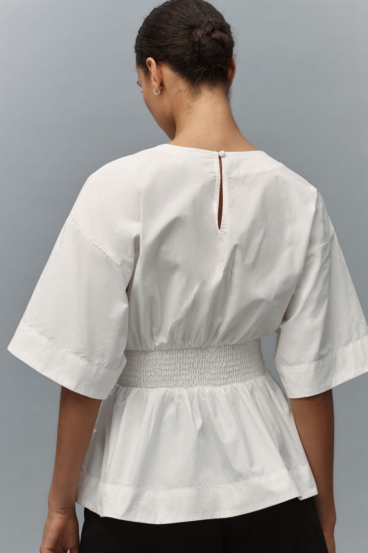 Short-Sleeve Waisted Cotton Top