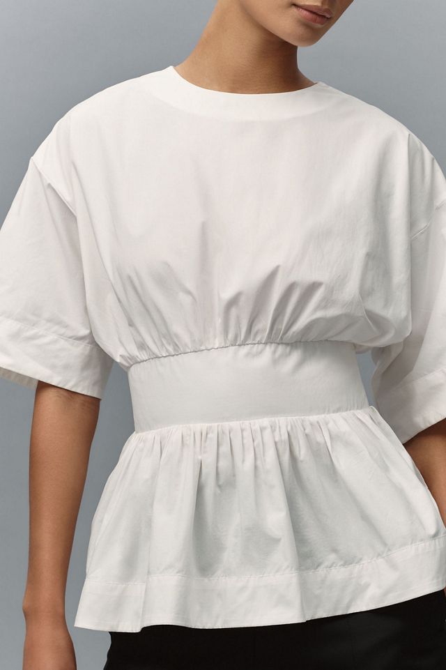 Short-Sleeve Waisted Cotton Top #2