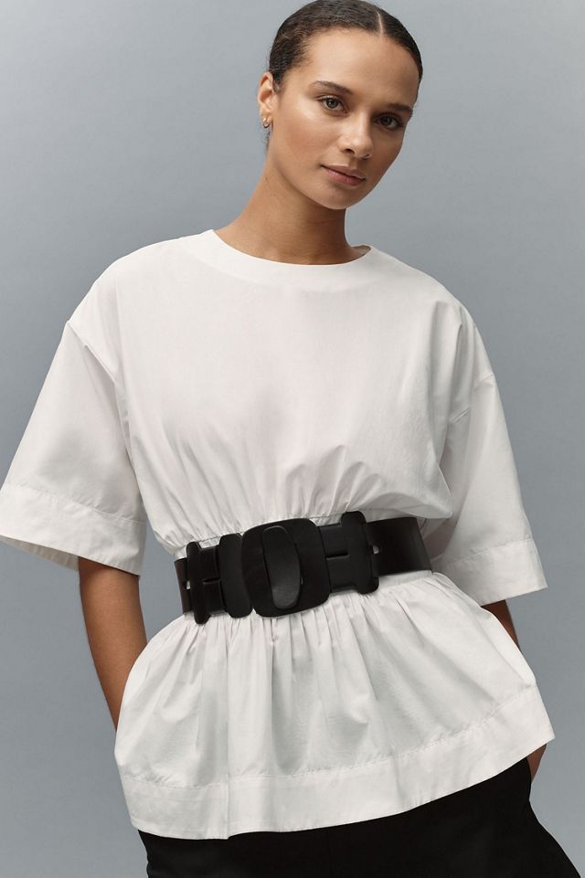 Short-Sleeve Waisted Cotton Top #3