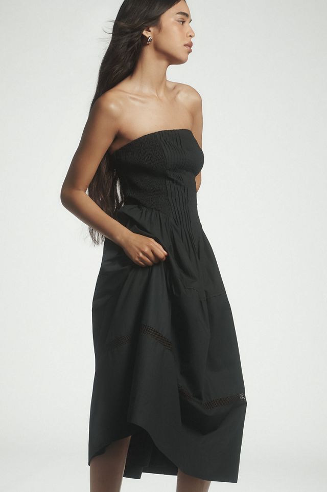 Cotton Poplin Strapless Midi Dress #3