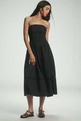 BHLDN Strapless Drop-Waist Bubble Midi Dress | Anthropologie