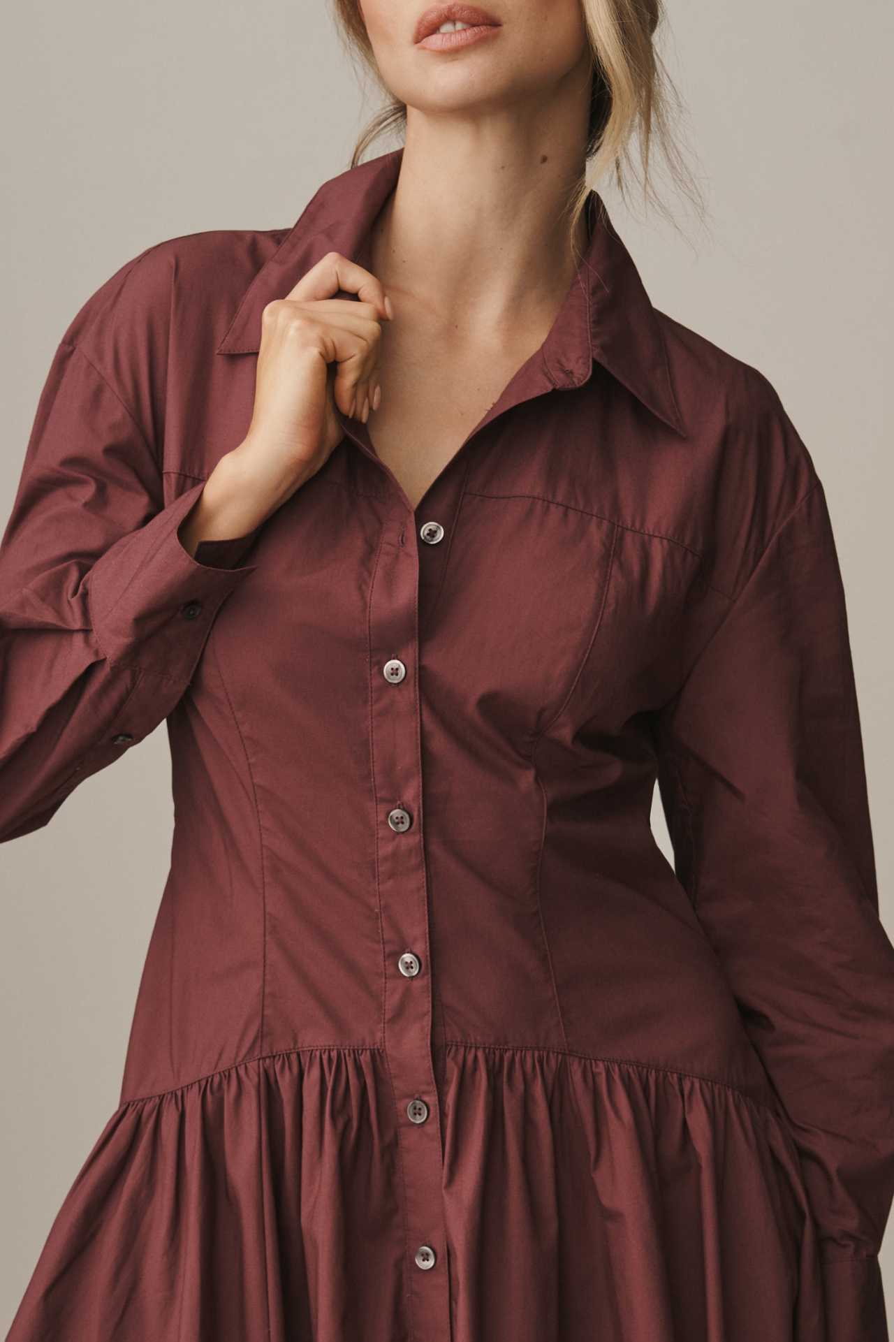 Drop-Waist Midi Shirt Dress
