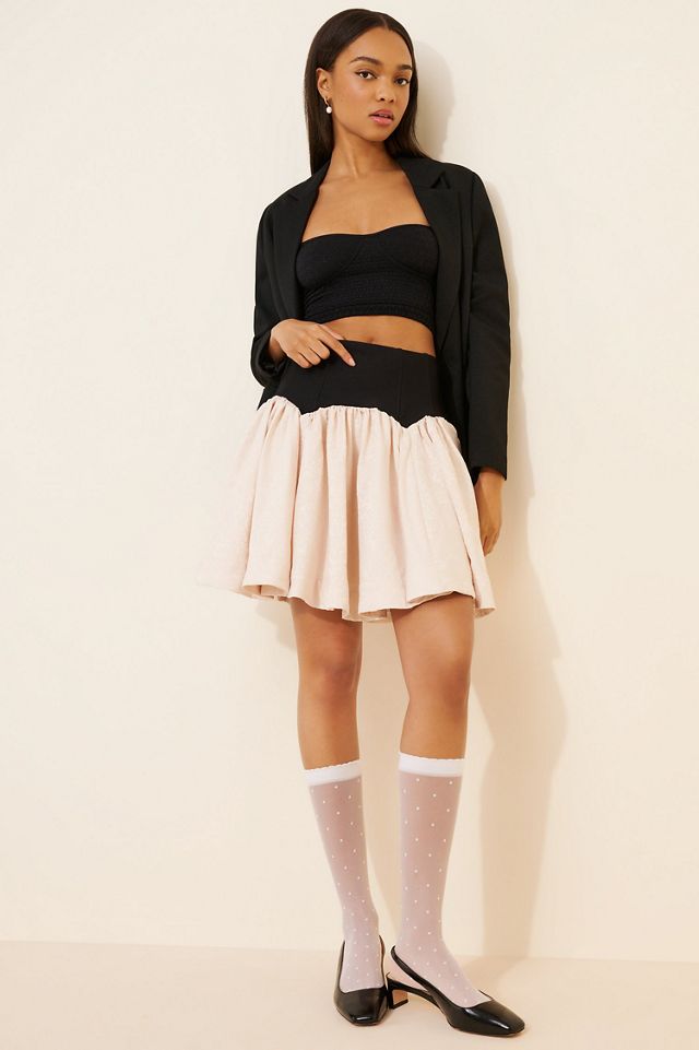 Maeve Knit Basque-Waist Jacquard Mini Skirt #1