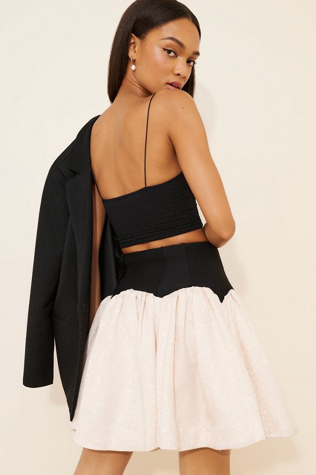 Maeve Knit Basque-Waist Jacquard Mini Skirt #2
