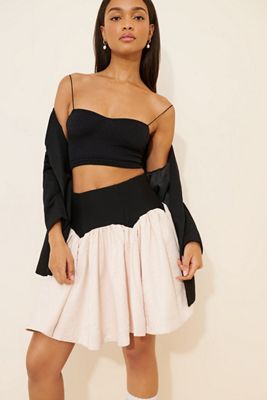 Maeve Knit Basque-Waist Jacquard Mini Skirt