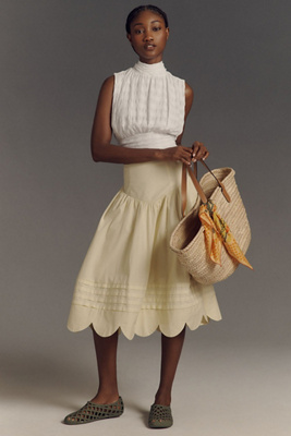 Maeve 50's Full Scallop Hem Skirt | Anthropologie