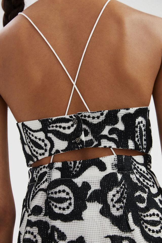 floral strappy mini dress anthropologie NWT Anthropologie Strappy Back Floral Mini Dress Black/White Womens Medium