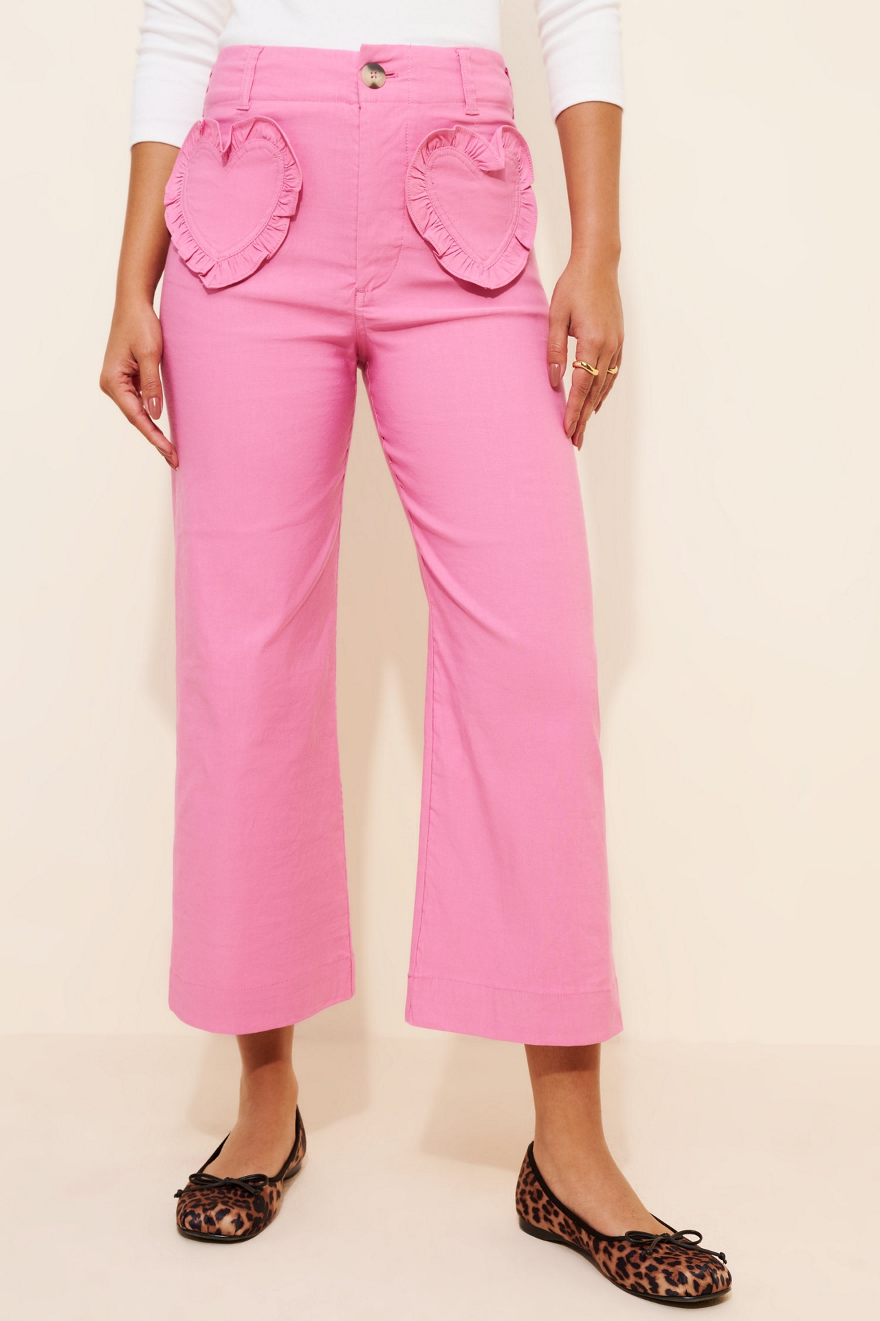 Maeve The Colette Heart Pocket Crop Wide-Leg Pants