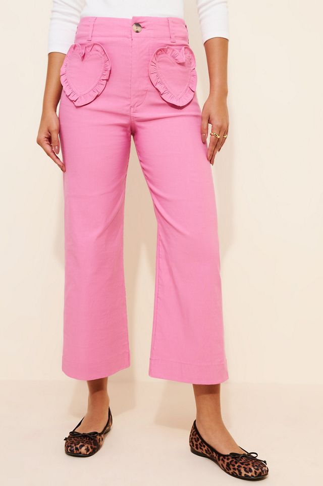 Maeve The Colette Heart Pocket Crop Wide-Leg Pants | Anthropologie