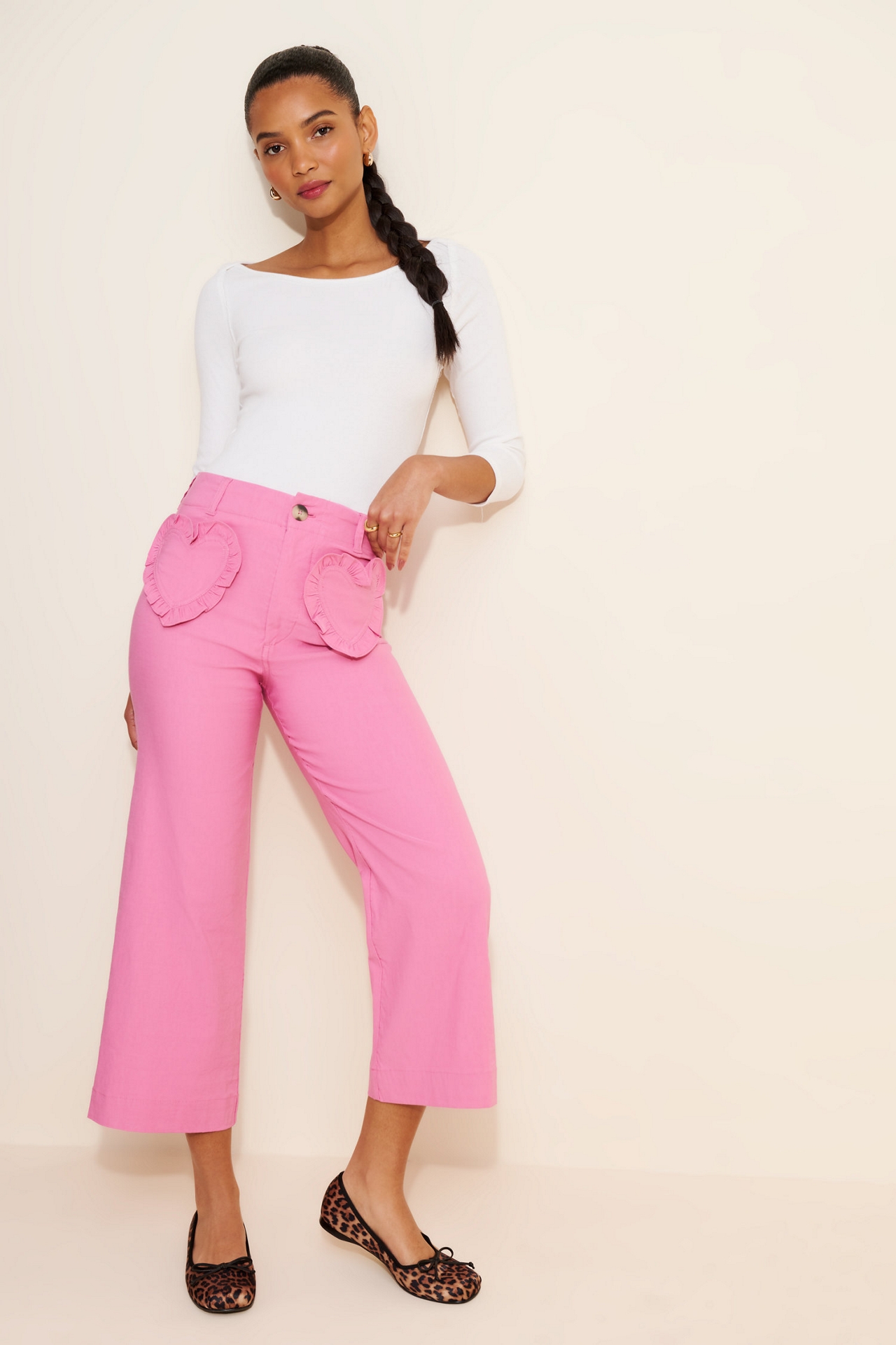 Maeve The Colette Heart Pocket Crop Wide-Leg Pants