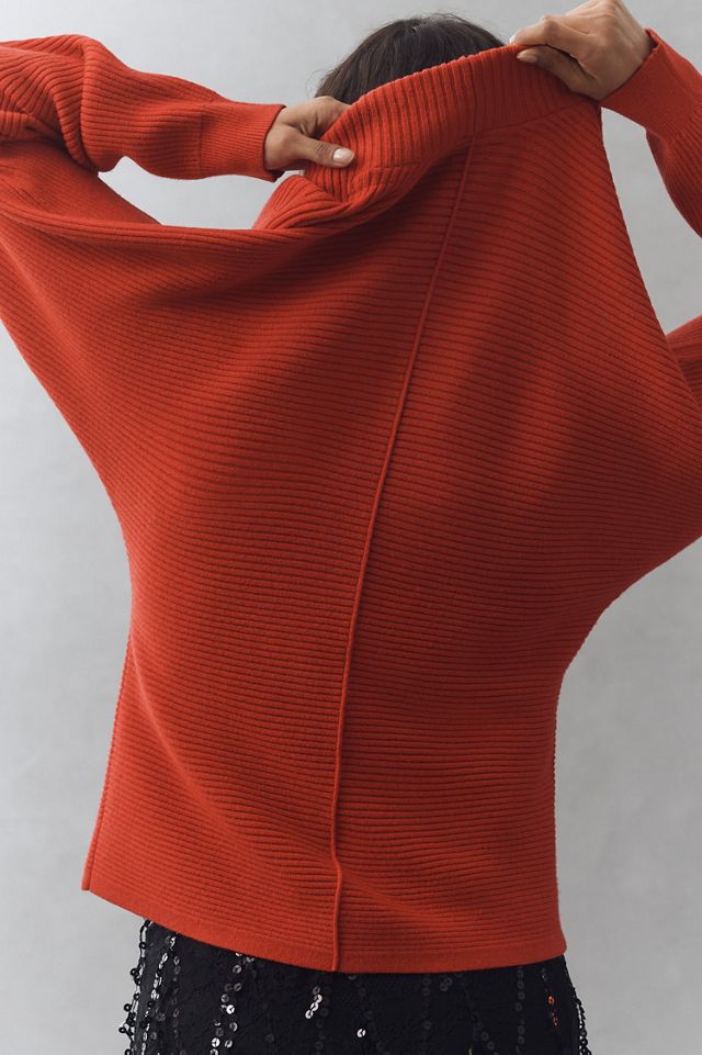 Maeve Plunge-Neck Seamed Sweater #1