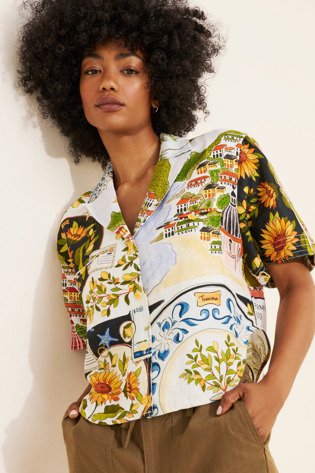 FARM Rio Latin Trip Scarves Linen Buttondown Shirt