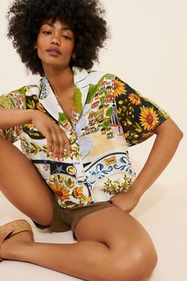 ONA Checker Terry Oversized Button Down | Anthropologie