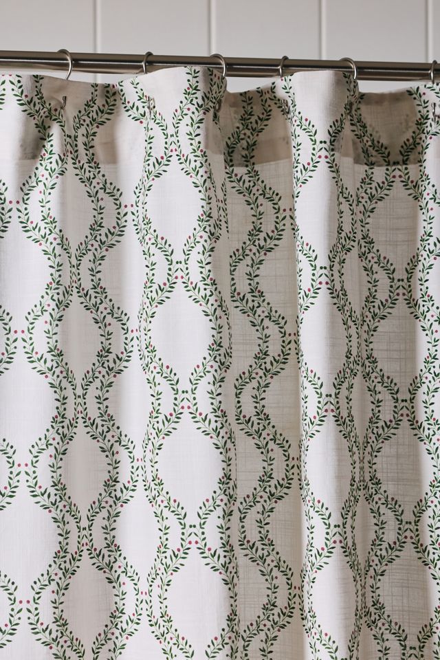Tree Trellis Cotton Printed Ruffle Shower Curtain #1