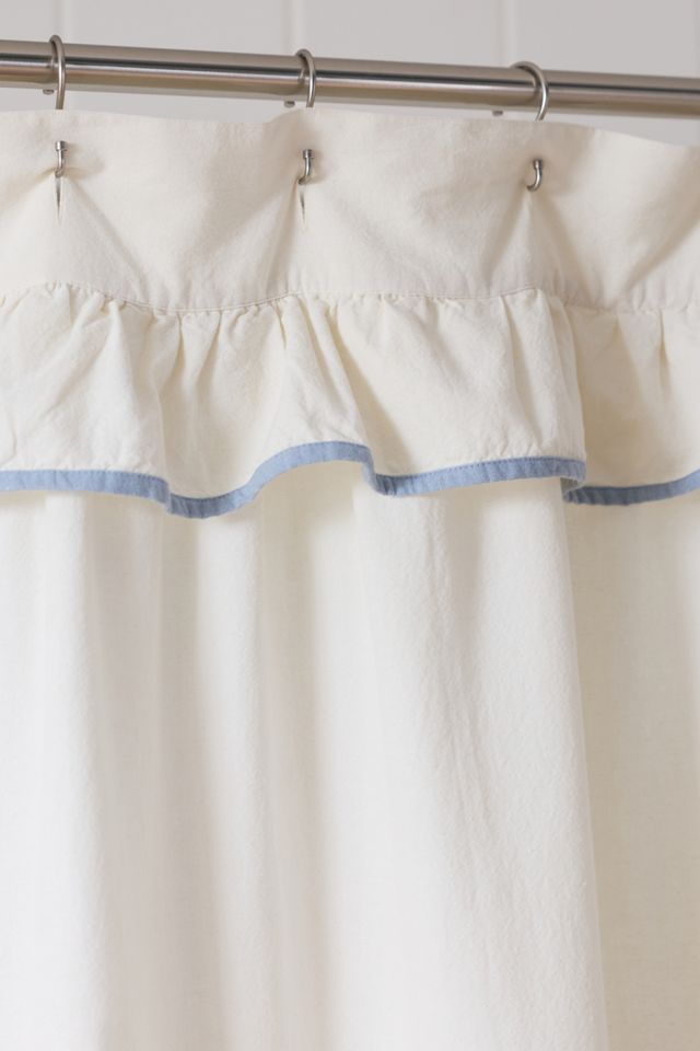 Ruffle Top Cotton Woven Shower Curtain #1