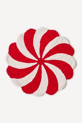 Peppermint Cotton-Blend Shaped Bath Mat