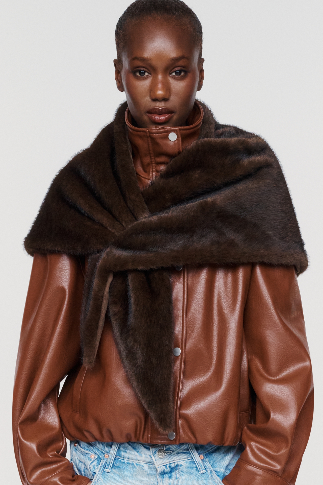 By Anthropologie Triangle Faux Fur Scarf