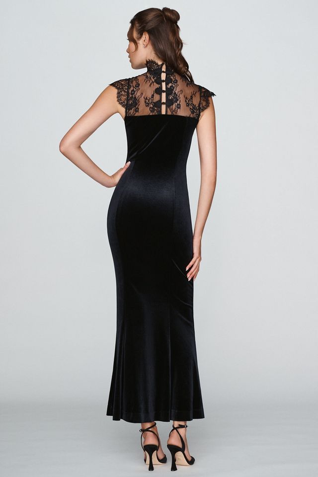 BHLDN Lace High-Neck Velvet Maxi Dress #1