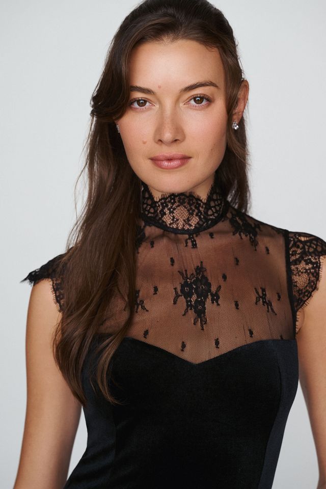 BHLDN Lace High-Neck Velvet Maxi Dress #2