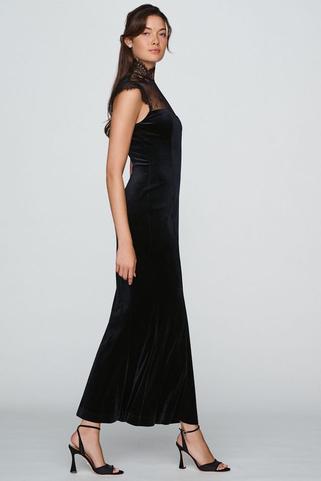 BHLDN Lace High-Neck Velvet Maxi Dress #3