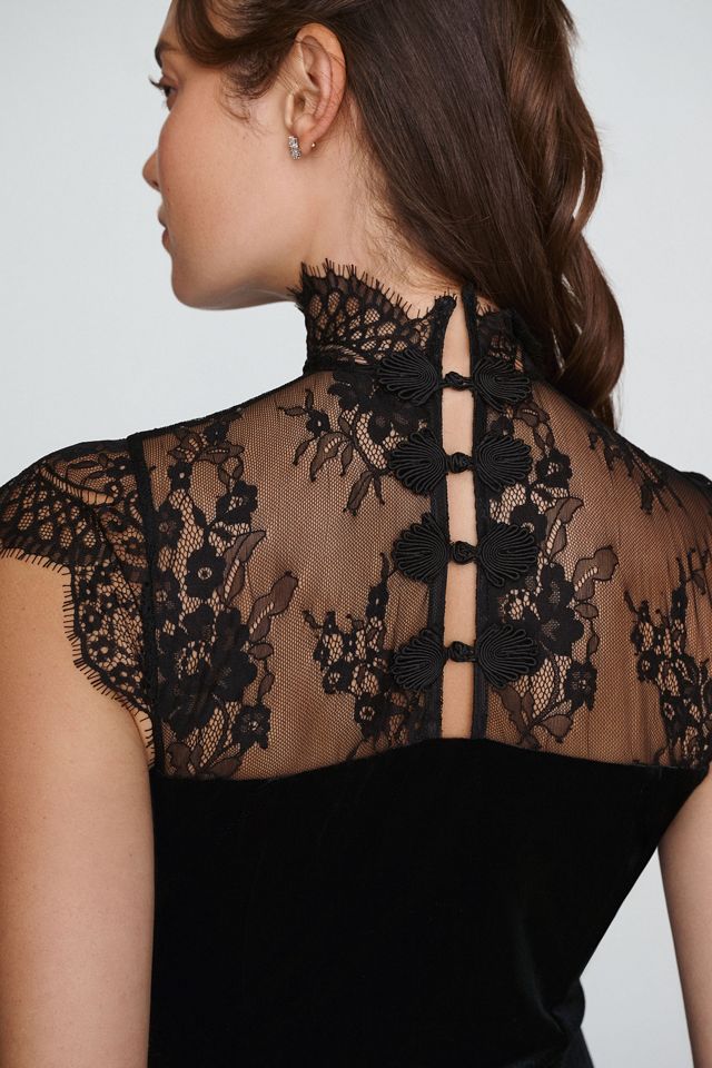 BHLDN Lace High-Neck Velvet Maxi Dress #4