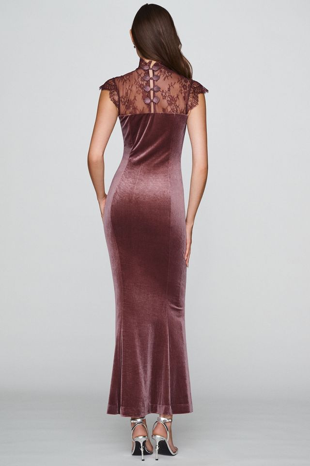 BHLDN Lace High-Neck Velvet Maxi Dress #1