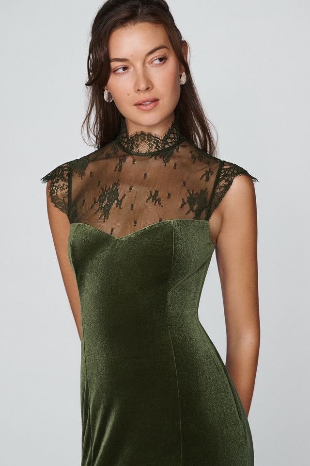BHLDN Lace High-Neck Velvet Maxi Dress #2