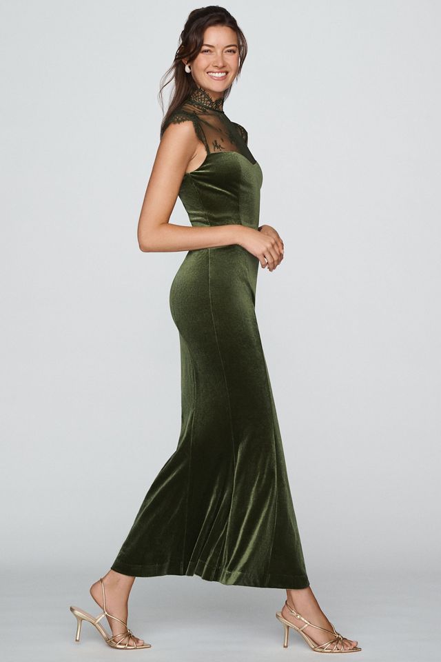 BHLDN Lace High-Neck Velvet Maxi Dress #3