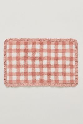 Gingham Cotton Tufted Bath Mat