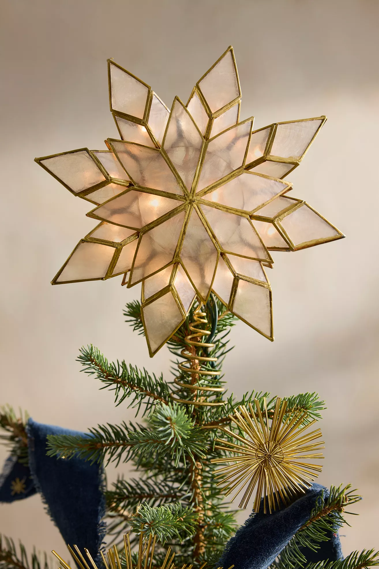 Terrain Illuminated LED Capiz Star Tree Topper