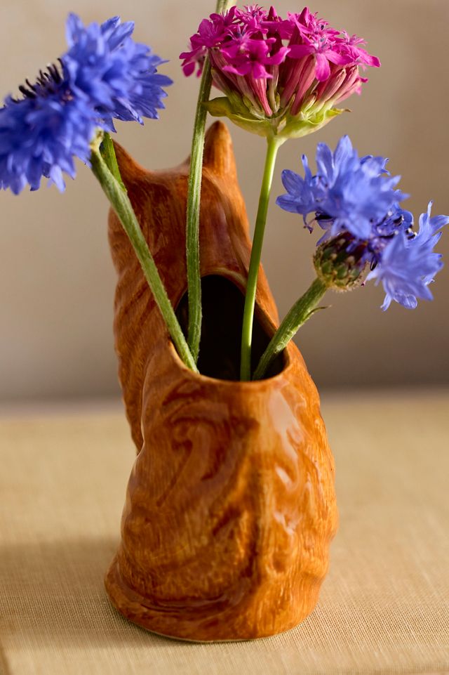 Quail Ceramics Orange Cat Bud Vase #1