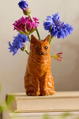 Quail Ceramics Orange Cat Bud Vase
