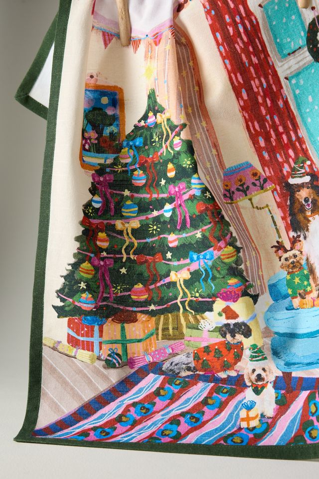 Millie Cotton Illustrated Christmas Dish Towel #2