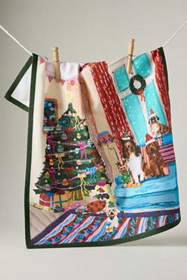 Paño de Cocina de Algodón Millie con Ilustración de Navidad