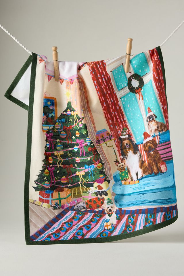 Millie Cotton Illustrated Christmas Dish Towel #1
