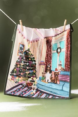 Millie Cotton Illustrated Christmas Dish Towel