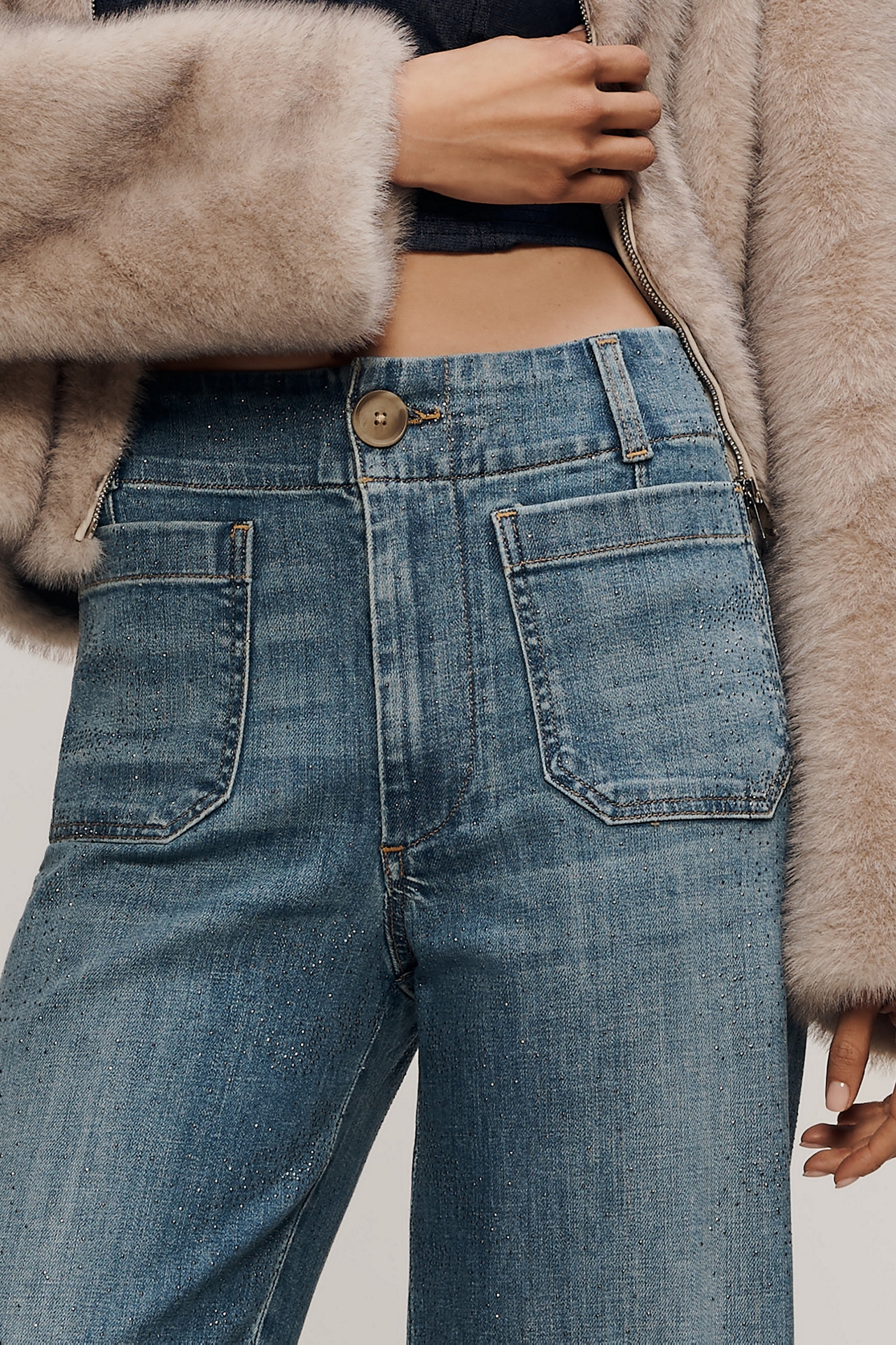 Maeve The Colette Sparkle Crop High-Rise Wide-Leg Jeans