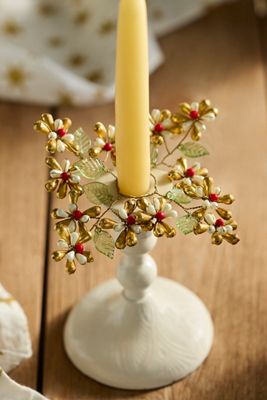 Pearl Blossoms + Bells Taper Candle Wreath