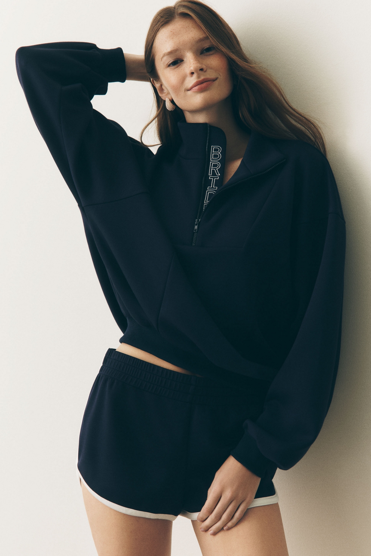 Mare Quarter-Zip Track Sweatshirt and Shorts Set