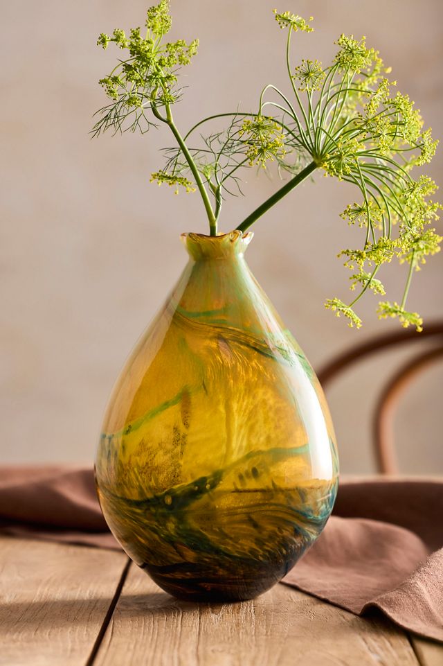 Green Swirl Glass Vase #1