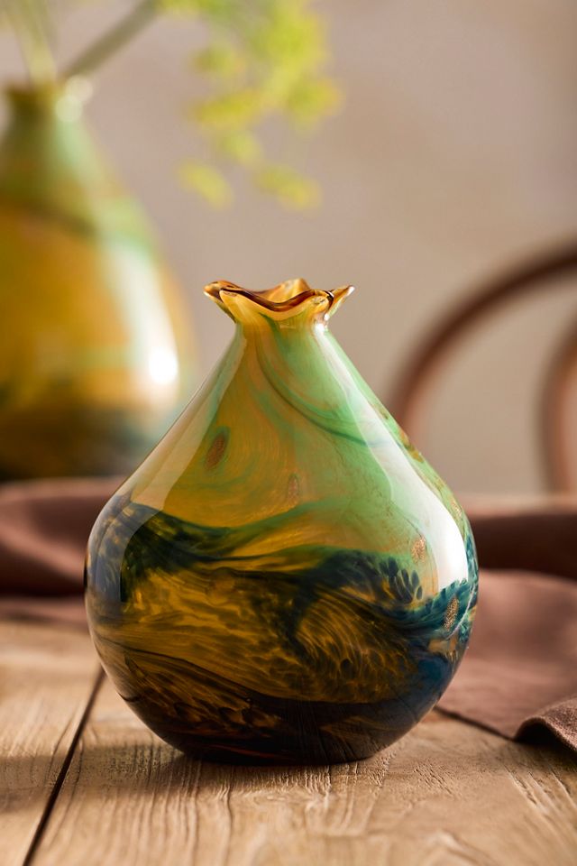 Green Swirl Glass Vase #2