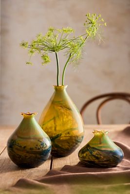 Green Swirl Glass Vase