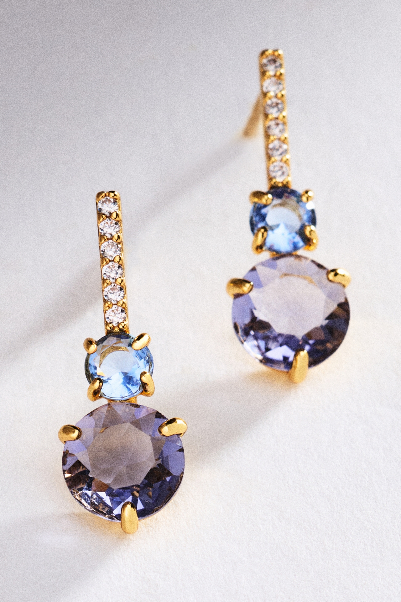 Pavé Bar Gemstone Drop Earrings