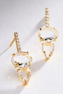 Pavé Bar Gemstone Drop Earrings