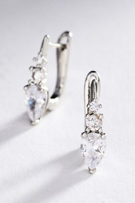 Pear-Cut Gemstone Huggie Hoop Earrings