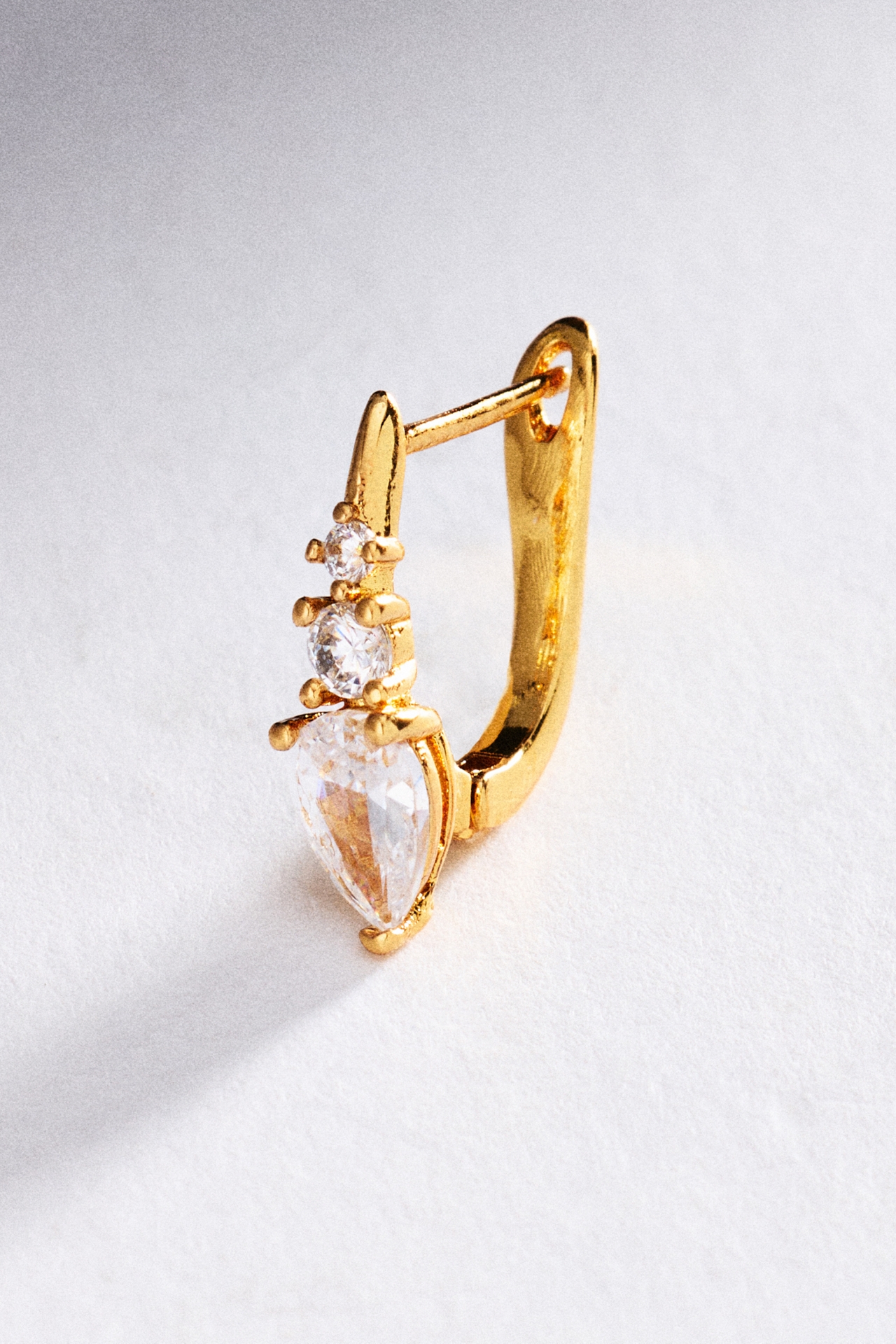 Pear-Cut Gemstone Huggie Hoop Earrings